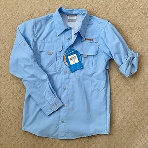 Columbia Bahama Long Sleeve Blue Youth Shirt Sise Medium NWT
